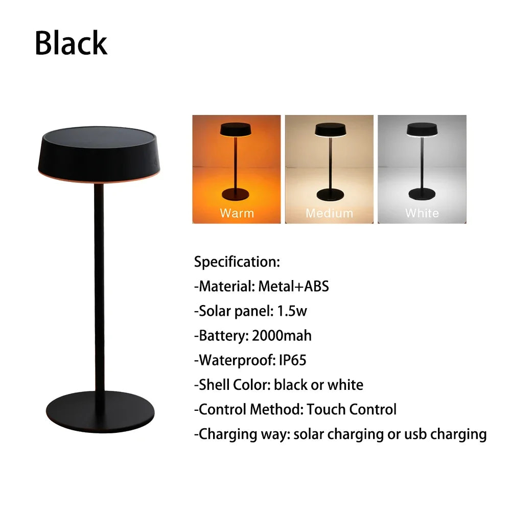 HPH Solar Table Lamp Rechargeable Waterproof Desk Lamp Bedside Lamp for Outdoor Camping Garden Terrace Portable Desk Lamps