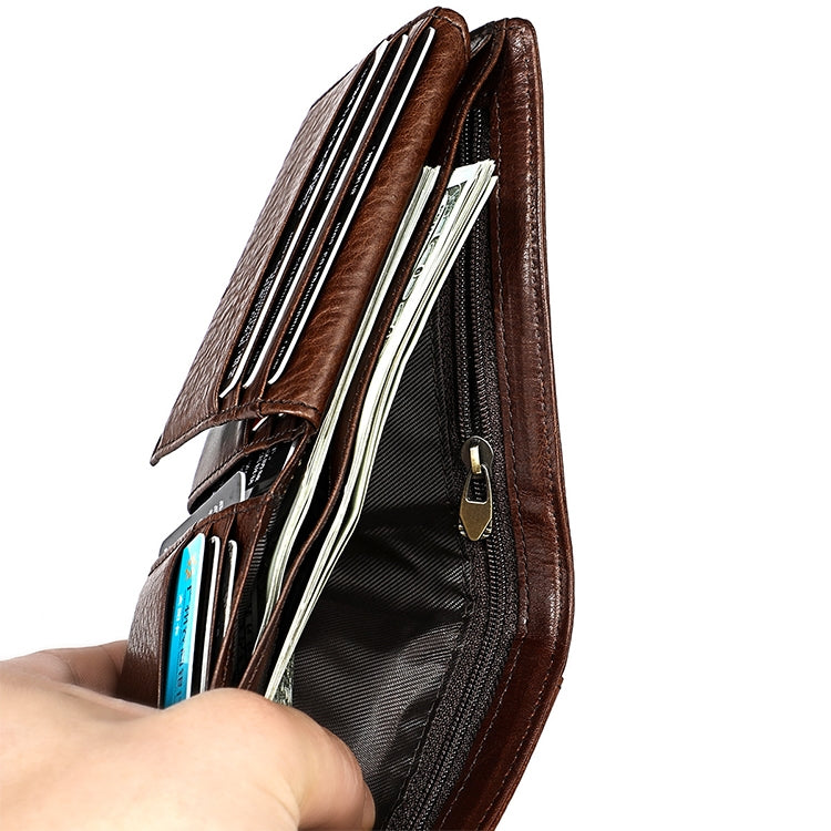 8018 Antimagnetic RFID Retro Fashion Crazy Horse Texture Leather Wallet for Men and Women, 8018