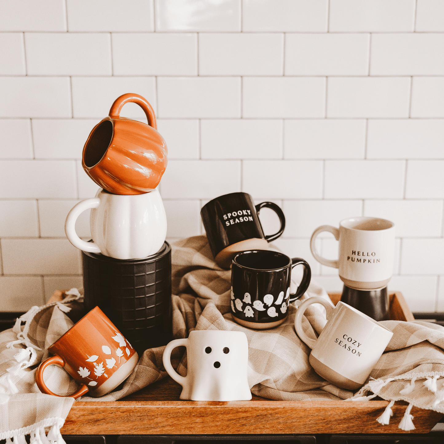 Spooky Season 14 oz Black Stoneware Coffee Mug
