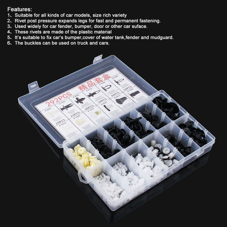 292 PCS Car Retainer Clips Assortment Car Panel Trim Plastic Fasteners Rivet Clips Set, 292 PCS