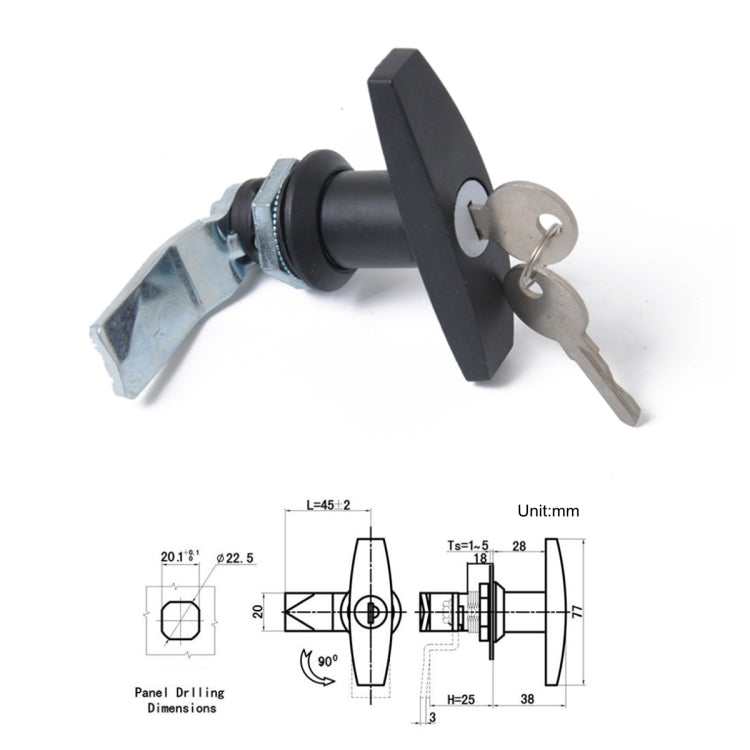 2 PCS Black T Shape Handle Paddle Entry Door Latch & Keys Tool Box Lock for Trailer / Yacht / Truck, 2 PCS Black T Shape Handle