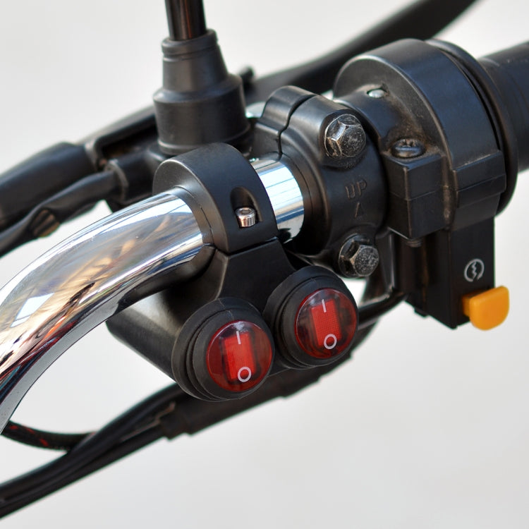 Motorcycle Headlight Auxiliary Light Waterproof Aluminum Alloy Double Flash Switches with Indicator Light, Double Flash