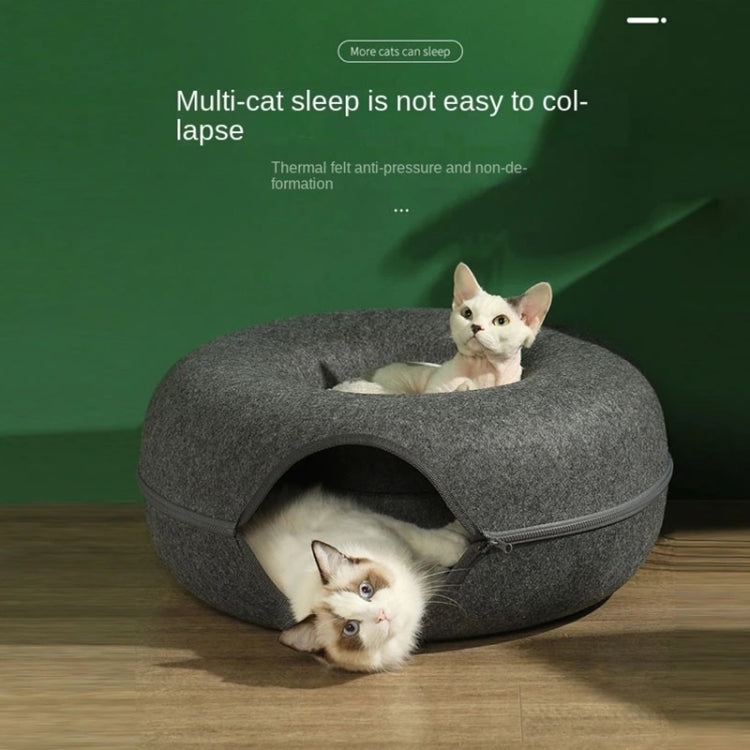 Round Wool Felt Cat Litter Tunnel Cat Litter, Size:50x50x20cm(Dark Grey)