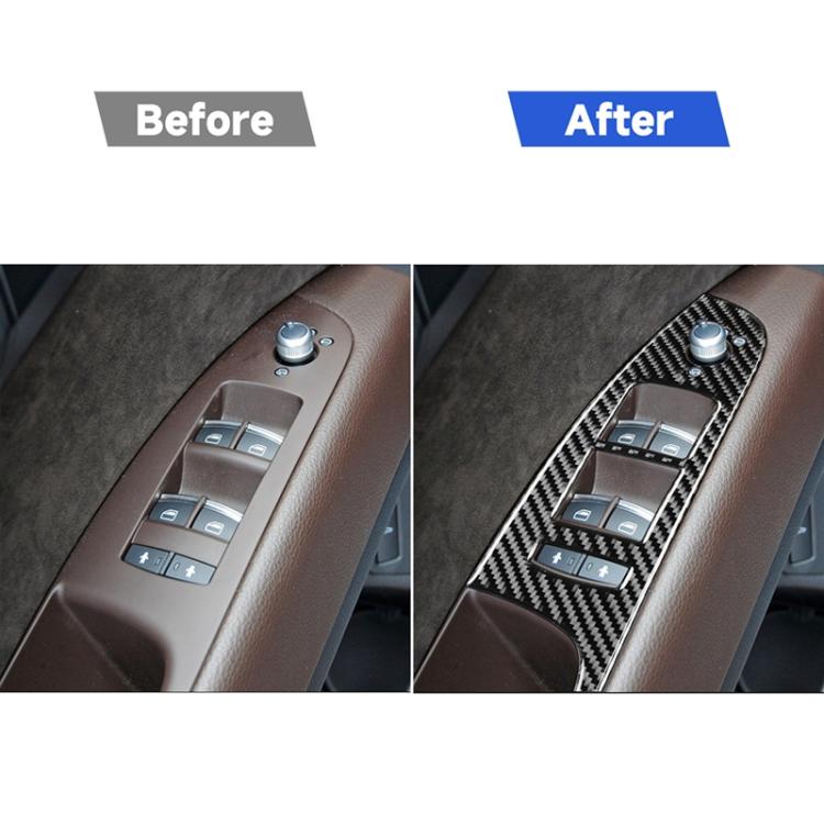 6 in 1 Car Carbon Fiber Window Glass Lifter Panel Decorative Sticker for Audi Q7 2008-2015, Left Drive, Window Glass Lifter, Left Drive