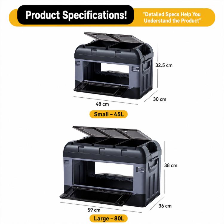 SUITU R-6543 Car Outdoor Camping Multifunctional Storage Box, M 48x30x32.5cm, L 59x36x38cm