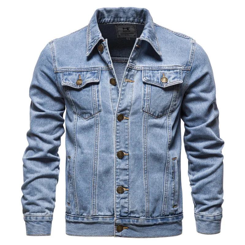 Men Denim Jackets Fashion Causal Oversized Casual Black Blue Denim