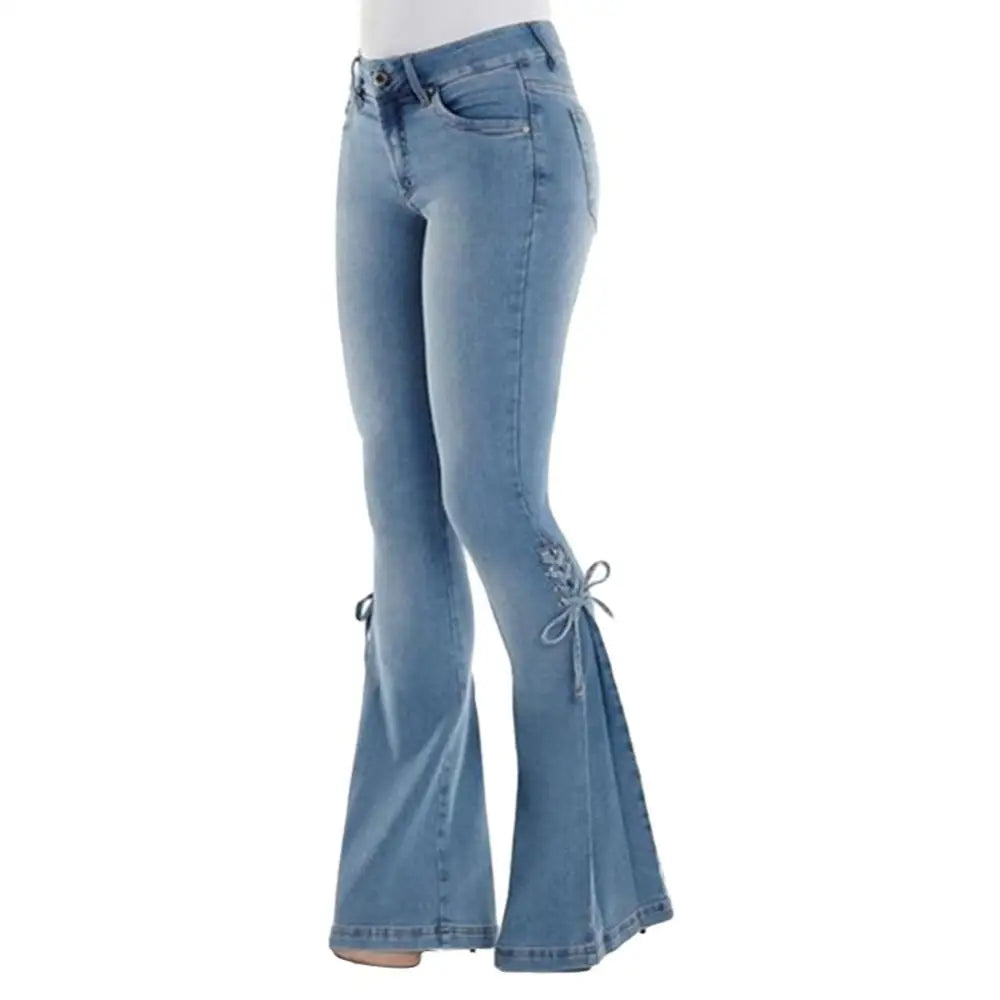 Benuynffy Button Fly Women's Raw Hem Flare Jeans Autumn Fashion Woman Denim Pants Jean Femme High Waist Full Length Slim Jeans