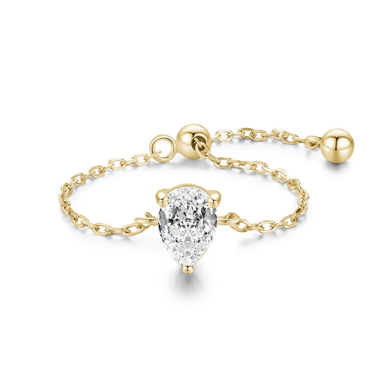 Modian 5 Style Clear CZ Link Chain Ring Trendy 925 Sterling Silver Adjustable Charm Gold Color Rings For Women Wedding Jewelry