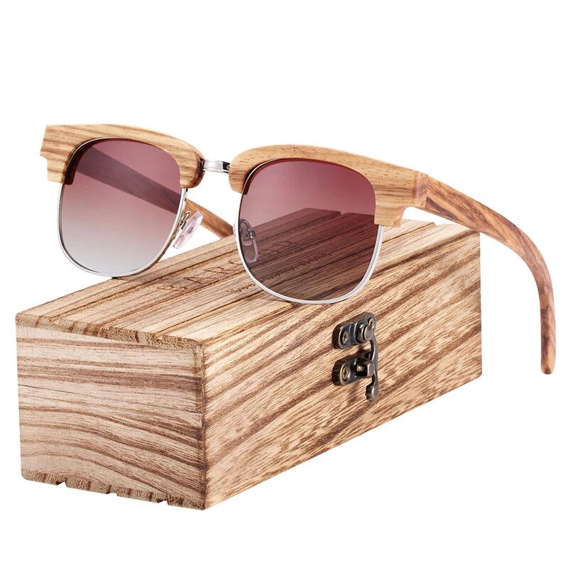 BARCUR Wood Gradient glass Women's Sunglasses Wooden Box free UV400 Protection Polarized oculos de sol feminino