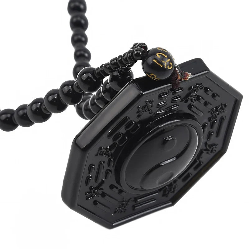 New Obsidian Yin Yang Necklace Pendant Chinese Taiji-Bagua Men's Jewelry Women's Jewelry High Quality Gossip Pendant For Unisex