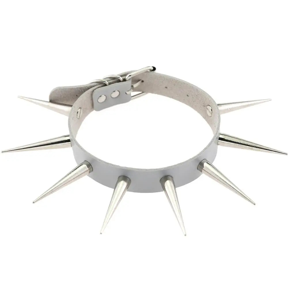 Big Long Spiked Choker Punk Collar Women Men Rivets Studded Chocker Chunky Necklace Goth Jewelry Metal Gothic Emo Accessories