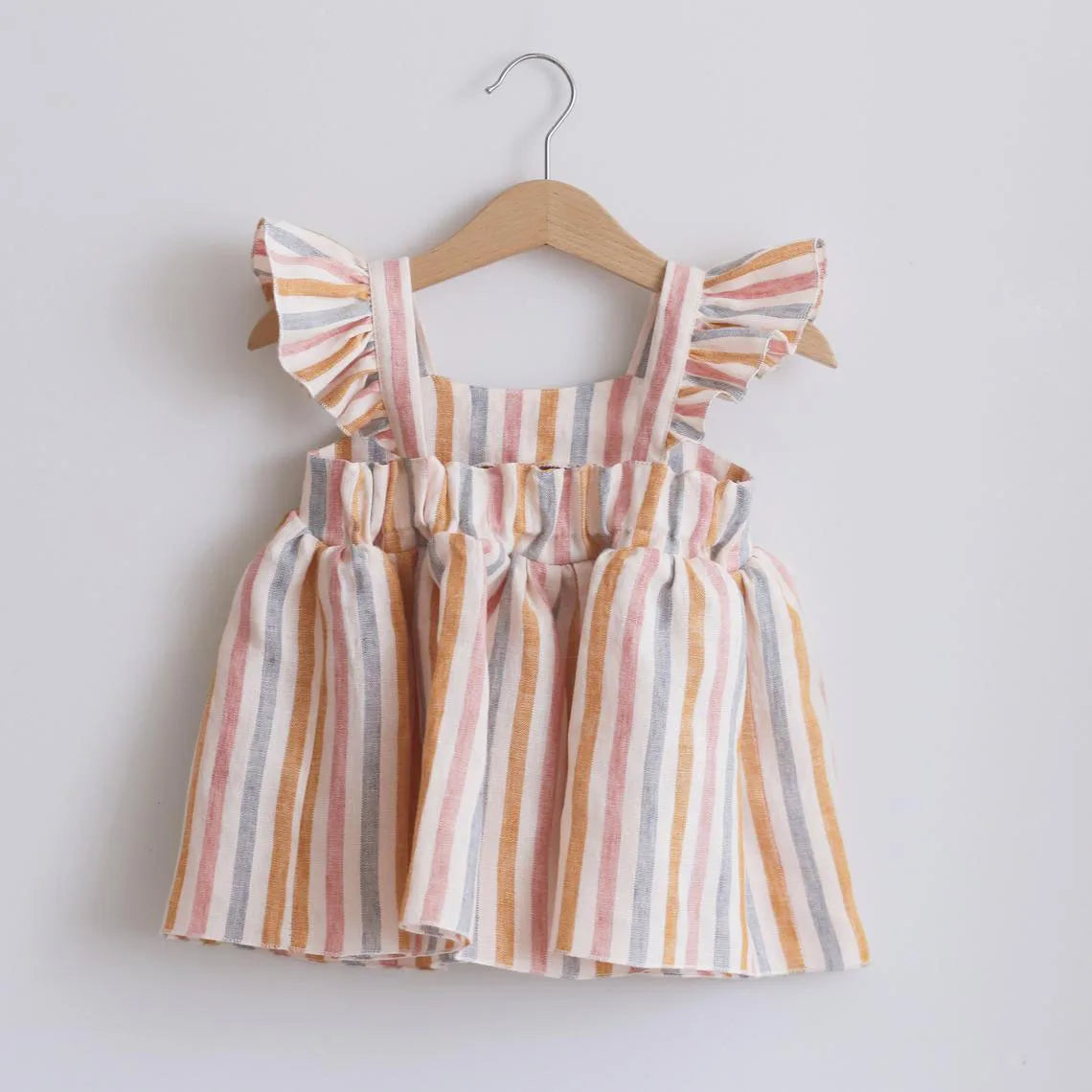 Newborn Girls Summer Clothes Linen Striped Baby Girl Dress For 0-3Y Toddler Girls Clothes Baby Birthday Party Dress