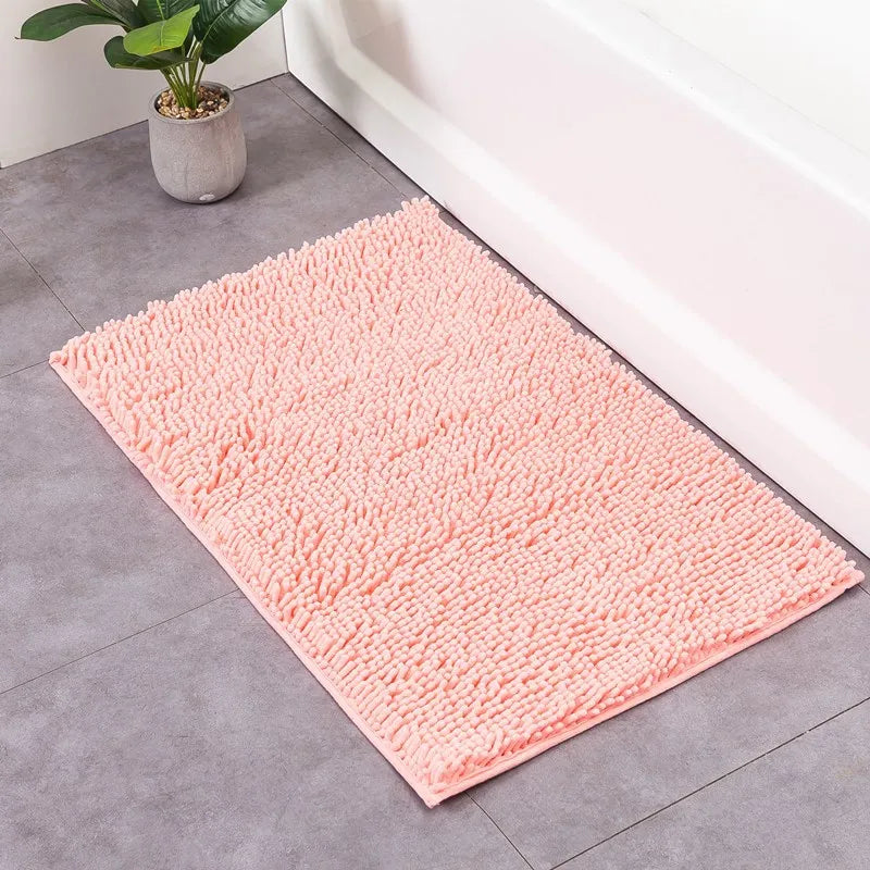 Nordic Style Soft Plush Chenille Non Slip Bathroom Bath Mat Water Absorption Floor Door Mat Toilet Rug Home Decoration Carpet