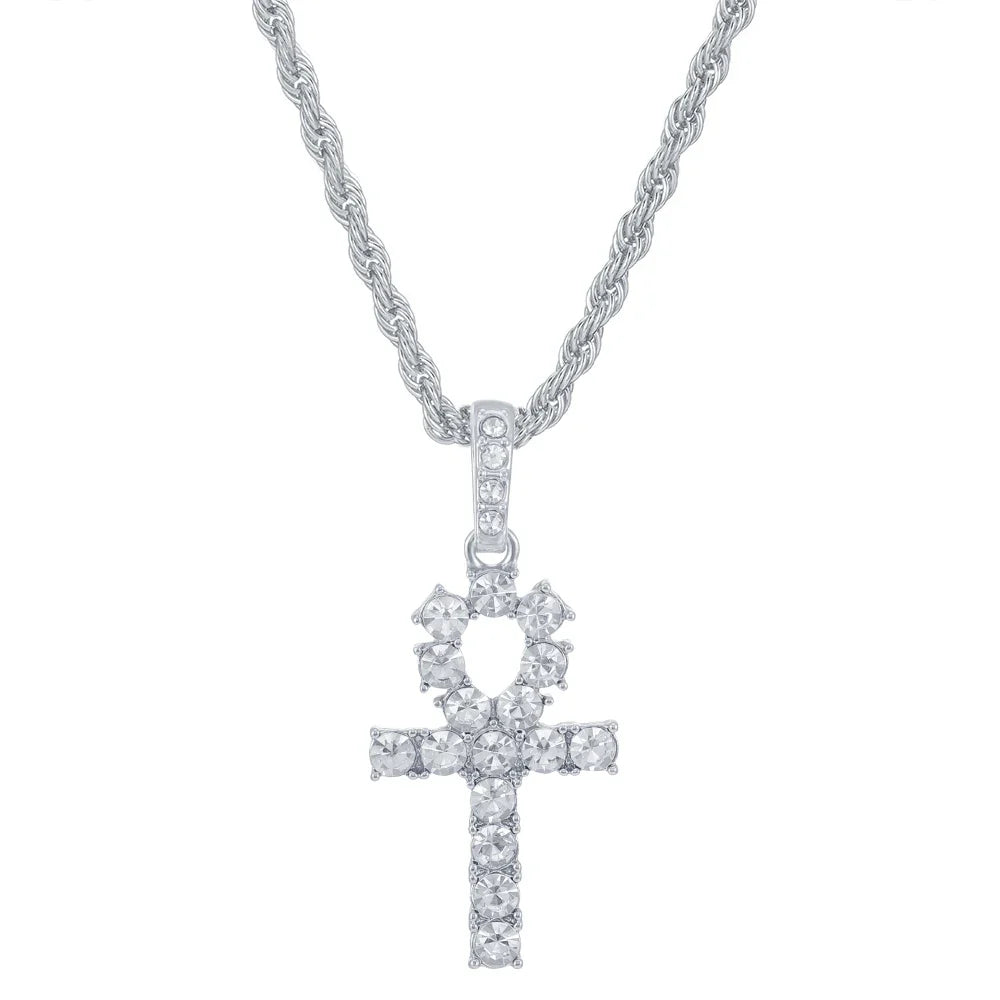Men Women Hip Hop Cross Pendant Necklace With 4mm Zircon Tennis Chain Iced Out Exquisite Bling Jewelry Fashion Trendy Creative