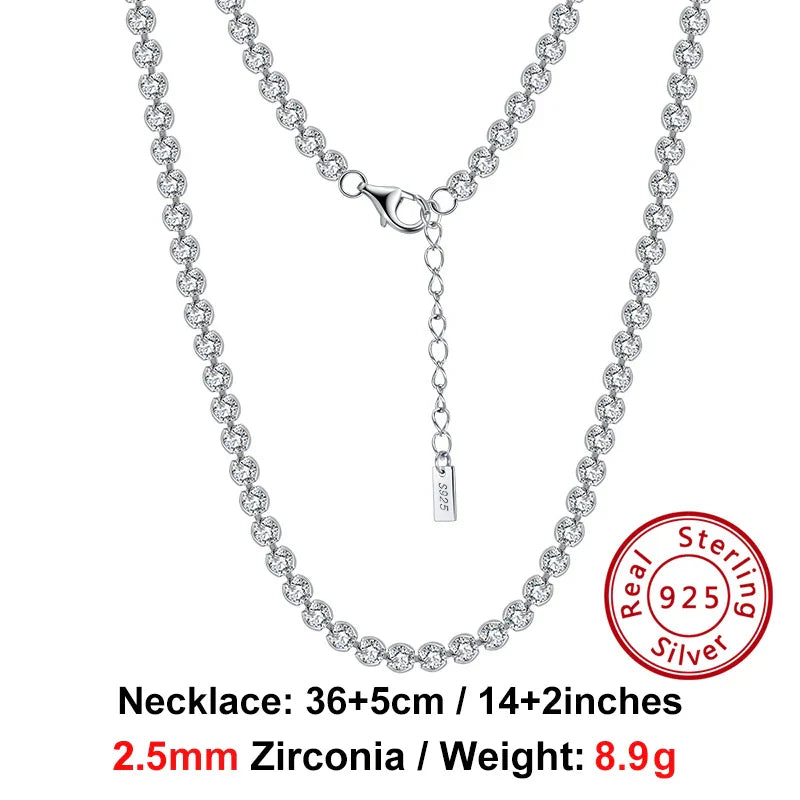 ORSA JEWELS Bling Zircon Tennis Necklace 925 Sterling Silver Italian Handmade Iced Out CZ Tennis Chain Jewelry For Men Women SSC