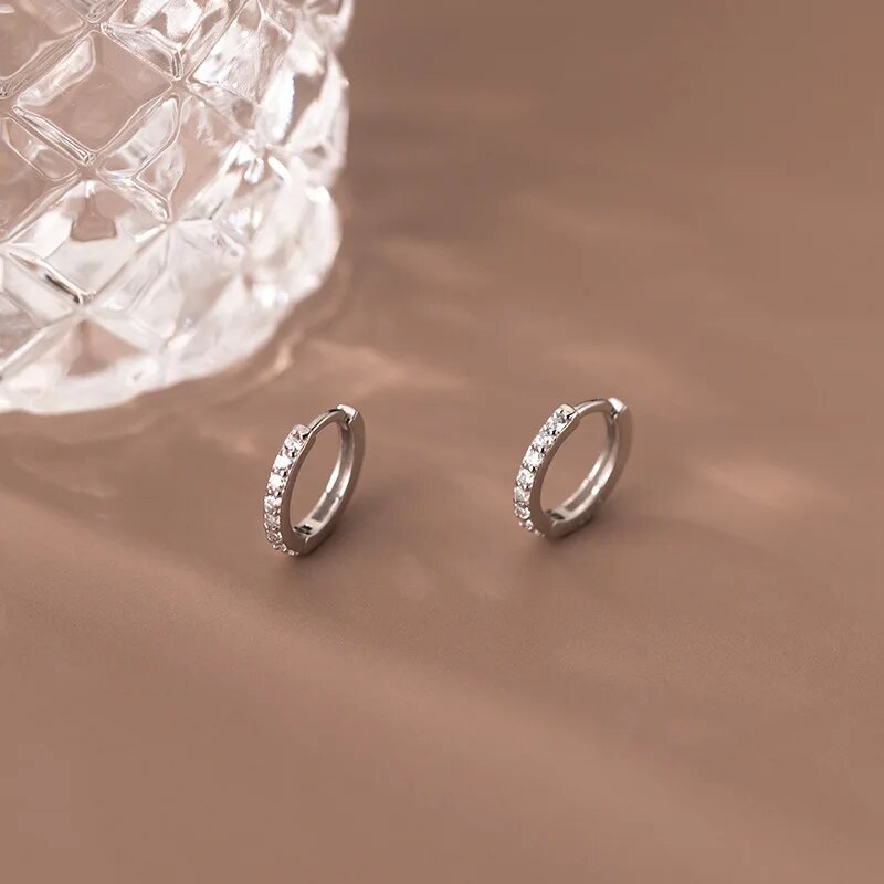 WANTME Silver Earrings for Women 925 Sterling Silver 8/9/10/11/12mm Hoop Earrings Fashion Simple Piercing Jewelry Female