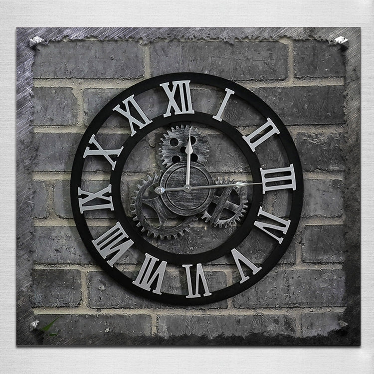 Originality American Industrial Style Wood Vintage Old Gear Wall Clock, Diameter: 50cm, Rome Number 50cm, Rome Number 50cm