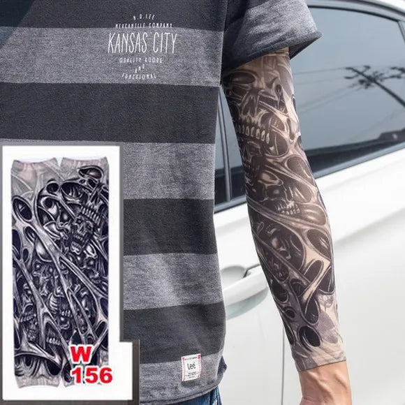 1pc hot sale tattoo sleeve styles elastic Fake 100%nylon Arm stocking beloved girl Buddha Wolf Dragon design halloween cool men