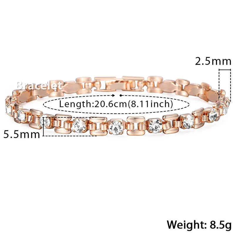 6 Color Cubic Zircon Bracelets For Women 585 Rose Gold Color Link Wristband Women's Jewelry Girlfriend Wife Gifts 20.6cm GBM101