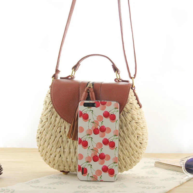 Designer Ladies Woven Knitting Messenger Crossbody Bags New Summer Bohemian Women Tassel Straw Beach Shoulder Bag