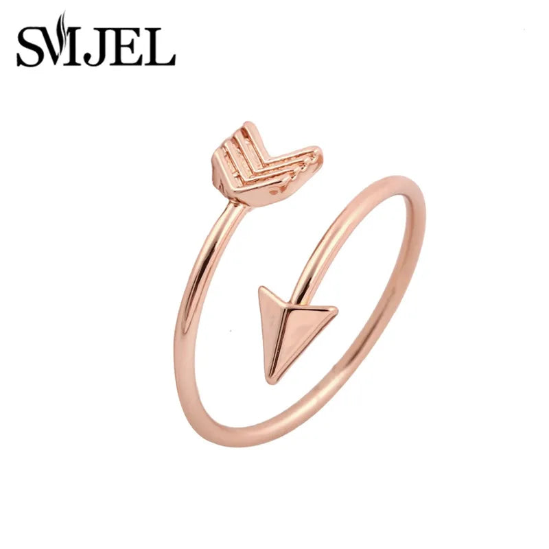 SMJEL 2023 New Fashion Boho Double Lines V Chevron Rings For Women's Gift Simple Geometric Bague Dainty Rings Femme Jewelry R248