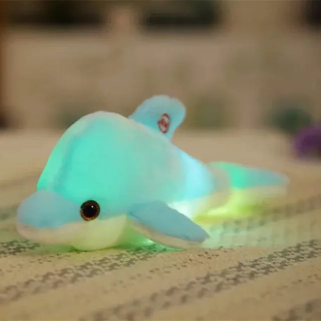 1pc 32cm Cute Creative Luminous Plush Toy Dolphin Doll Glowing LED Light Animal Toys Colorful Doll Pillow Children's Lovely Gift