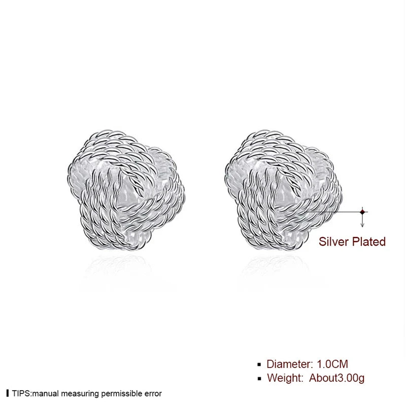 DOTEFFIL 100% Real 925 Sterling Silver Elegant Soft Winding Stud Earrings for Women Wedding Engagement Jewelry