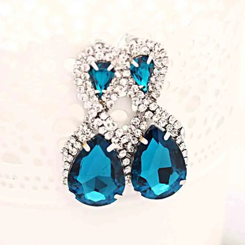 Hop Bijouterie Earring Studs Women's Droplets Shining Gold Silver Plated Crystal Drop Earrings Women Snowflake E017