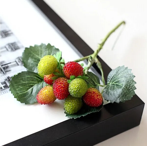 Free Shipping 9 Heads Artificial Strawberry Fruit Christmas Berry Potted Plants Home Garden Wedding Balcony Ornament Photo Props