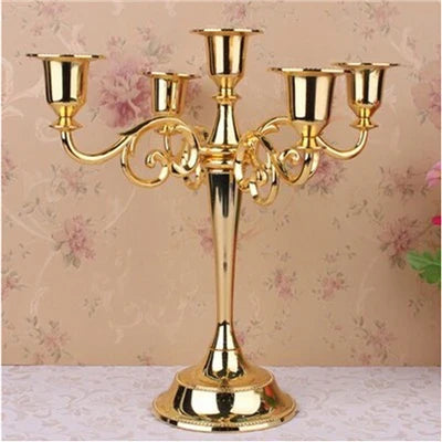 IMUWEN Silver/Gold/Bronze/Black 3-Arms Metal Pillar Candle Holders Candlestick Wedding Decoration Stand Home Decor Candelabra