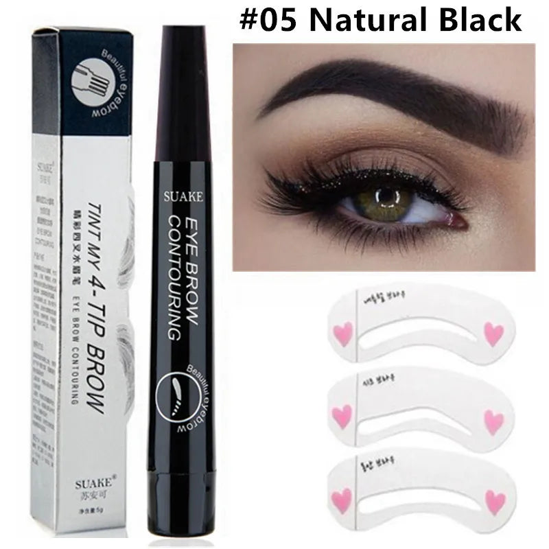 5 Colors Dark Brown 4 Point Liquid Eyebrow Pencil Microblading Waterproof Eyebrow Pencil Tattoo Eyebrow Pen Makeup
