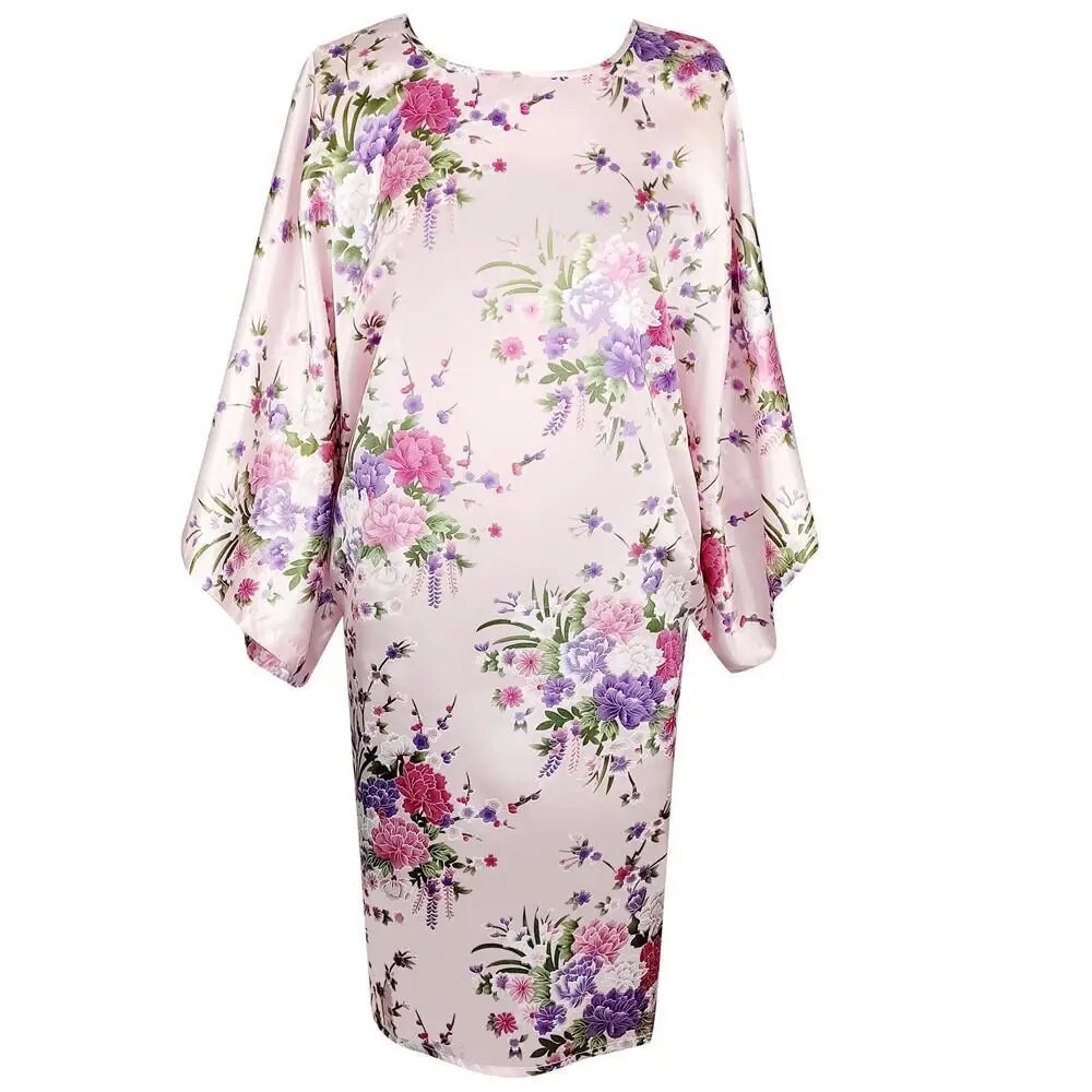 Summer Women Nightgown Print Sleepwear Night Bath Dress Gown Satin Sleep Shirt Sexy Nightshirt Home Clothes Intimate Lingerie