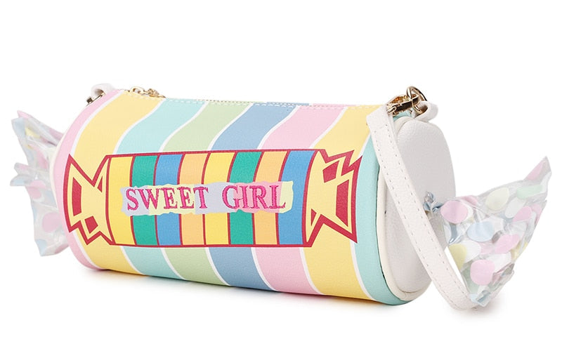Sweet Candy Design Shoulder Bag Color Stripe Pu Women Clutch Bag Embroidered Letters Casual Crossbody Bag Female Pouch 2021