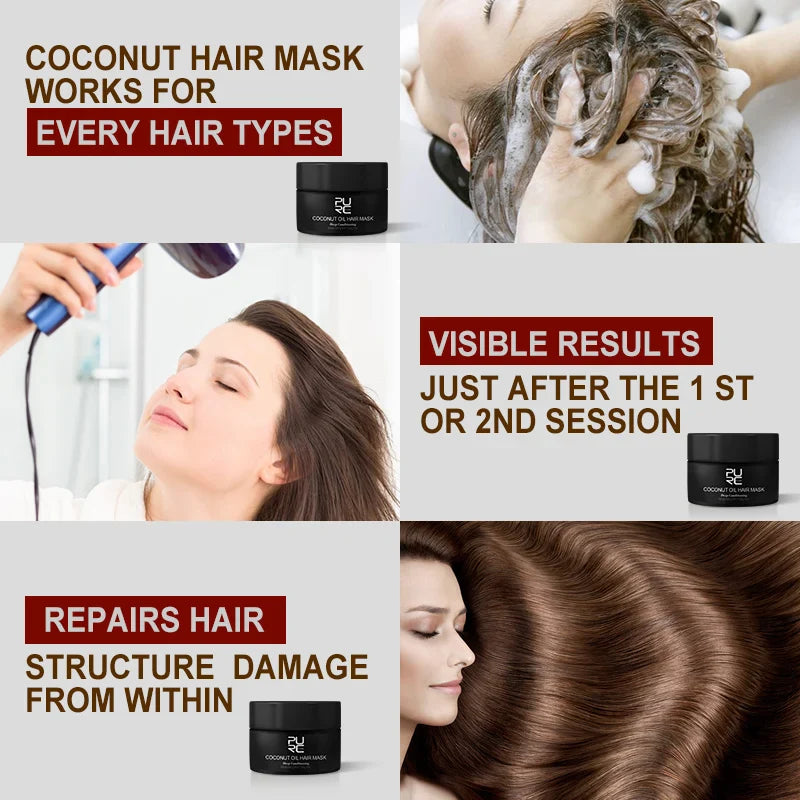 PURC Coconut Oil Magic Hair Mask Repair Damaged Keratin Hair Treatment Smoothing Straightening Cream Hair Care Products