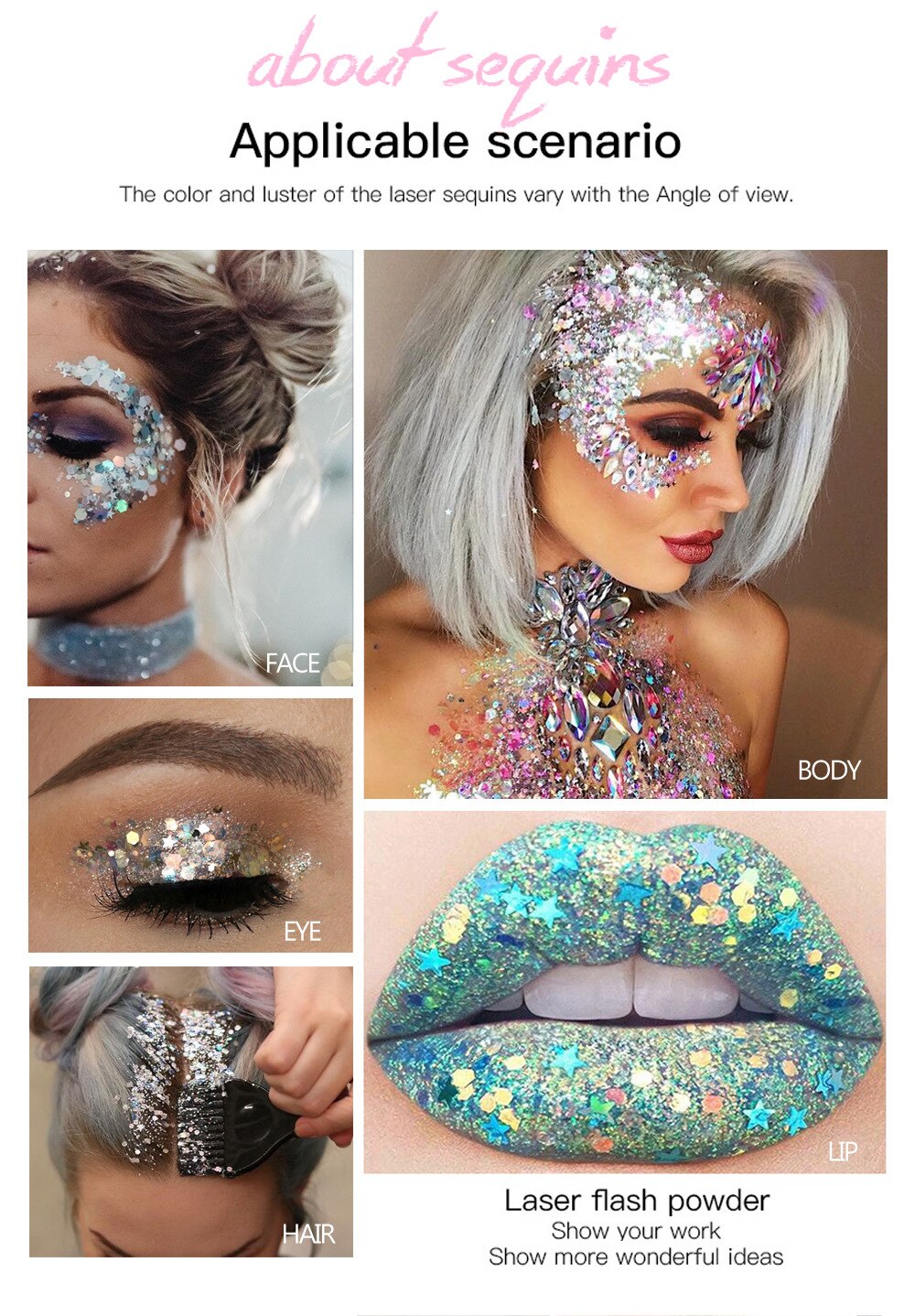 Shiny Eye Glitter Eyeshadow Nail Hair Body Face Sequins Pigment for Eyes Glitter Eyeshadow Festival Party Glitter косметика