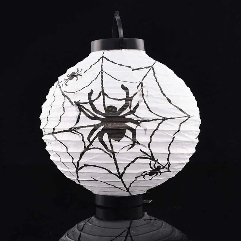 1pc Pumpkin Light Bat Spider Black Paper Orange White Hanging Lantern Halloween DIY Halloween Supplies