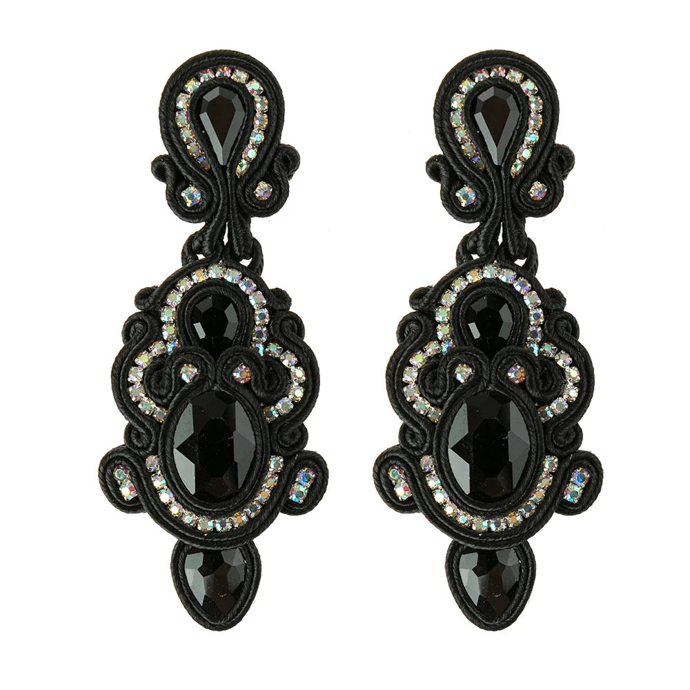 KpacoTa Soutache Handmade Dangle Earrings Women's jewelry Crystal Accessories Vintage long Hanging Earring 2020 trend white blue