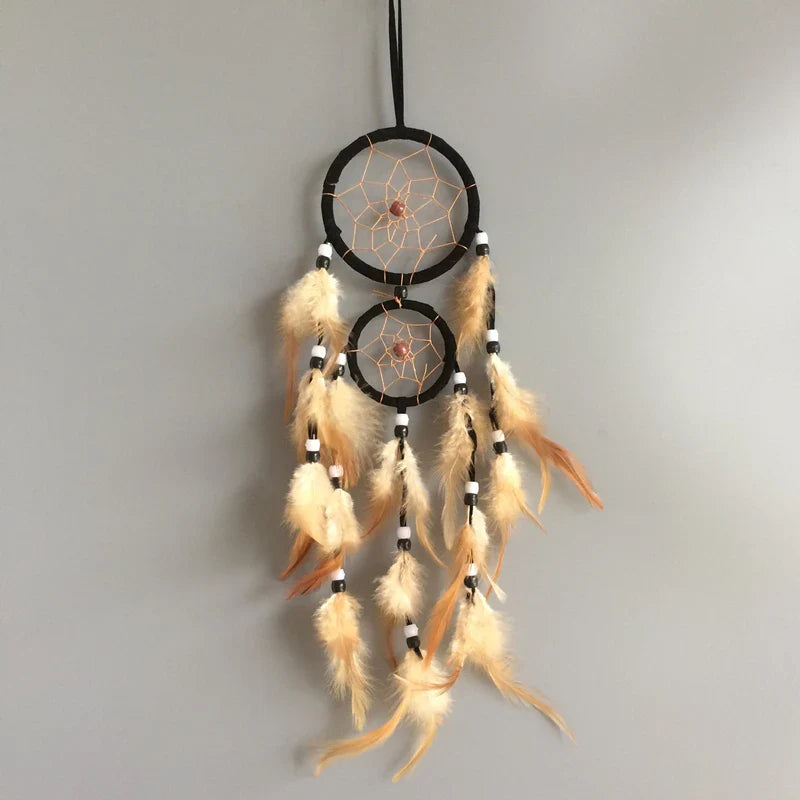 Two Rings Handmade feather dream catcher home hangings car decorations free shipping cheap dreamcatchers