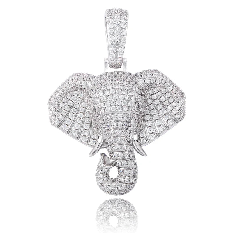 TOPGRILLZ Iced Out Cubic Zircon Bling Animal Elephant Necklace & Pendant Men Women Hip Hop Rock Jewelry CZ Necklace For Gifts