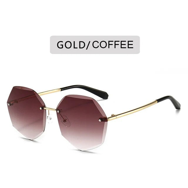 YOOSKE Rimless Women's Sunglasses Fashion Gradient Lenses Sun glasses Lady Vintage Alloy Legs Classic Designer Shades UV400