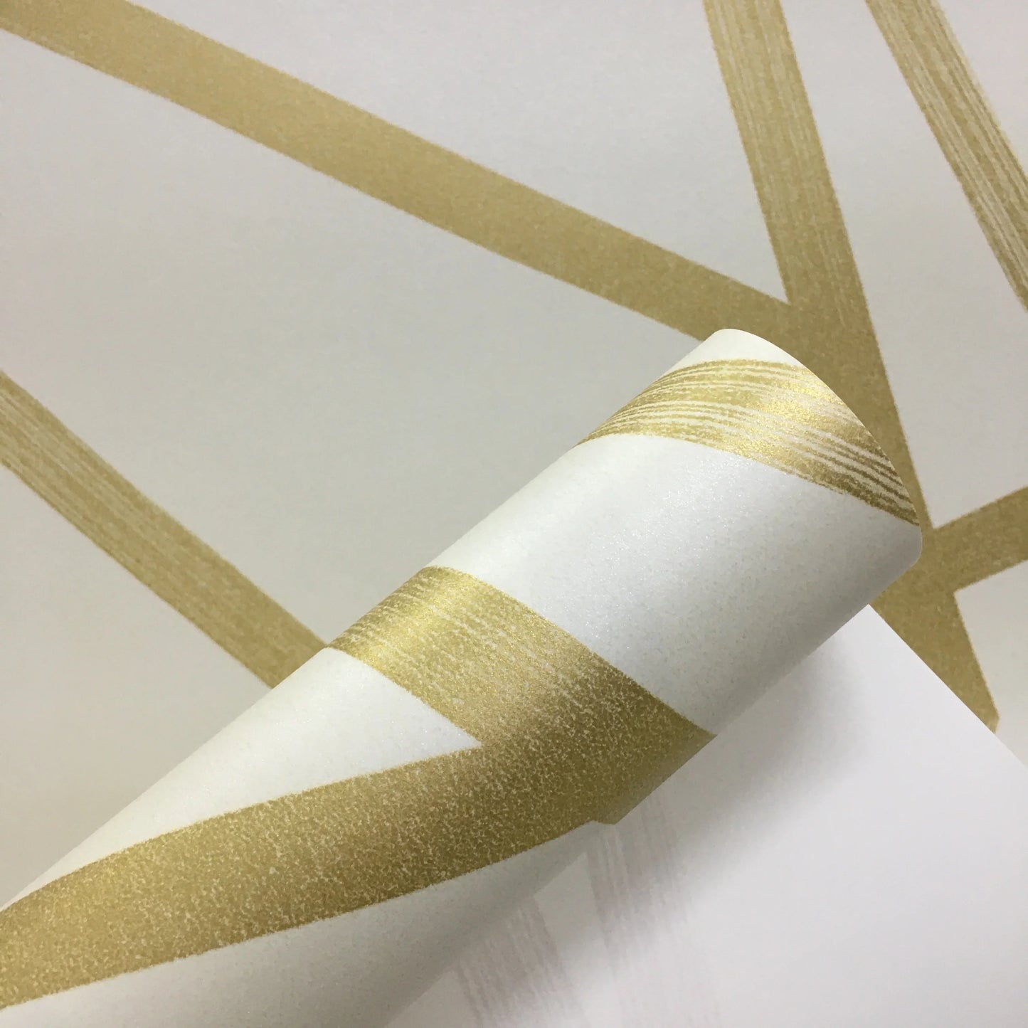 Beige Geometric Paper Wallpaper Roll Gold Triangle Luxury Wall Paper Home Decor