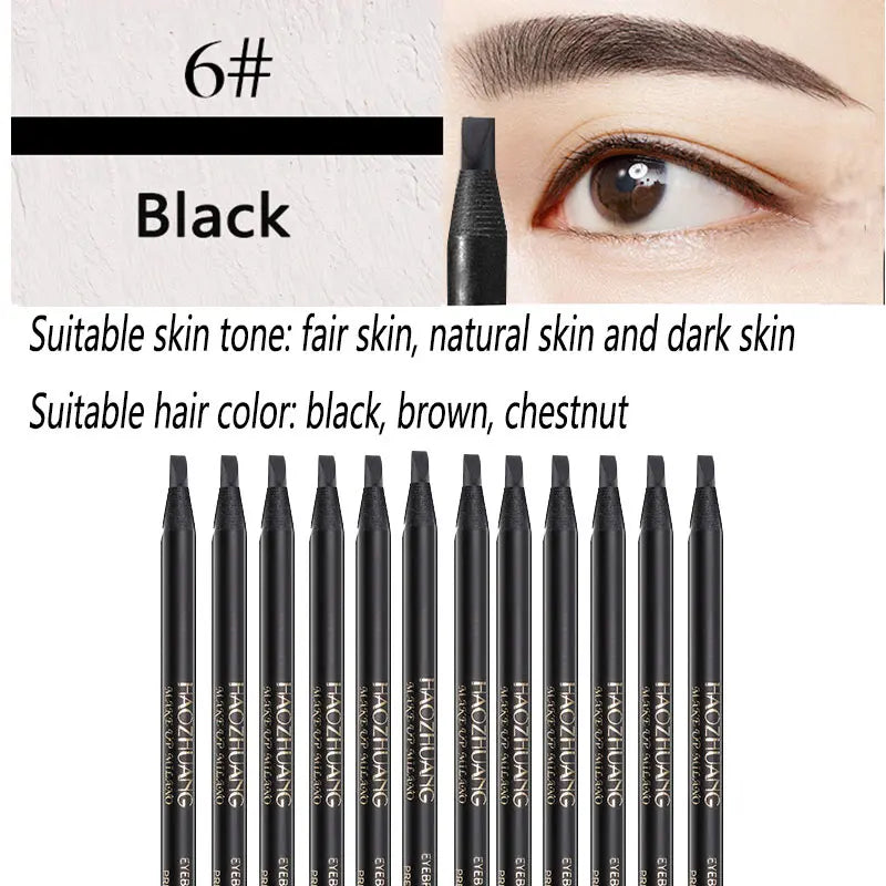 12PCS HaoZhuang Eyebrow Pencil Cosmetic Wholesale Eyeshadow Natural Long-Lasting Tattoo Eyebrows Eaterproof Makeup set Beauty