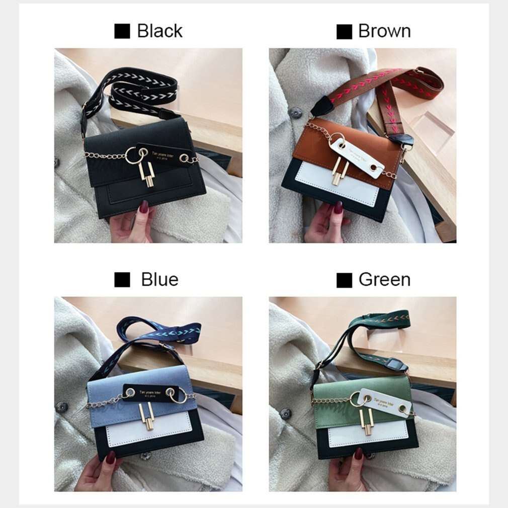 2021 New Handbags for Women Fashion Ins Ultra Fire Retro Wide Shoulder Strap Female Messenger Bags Simple Ladies Crossbody Bags