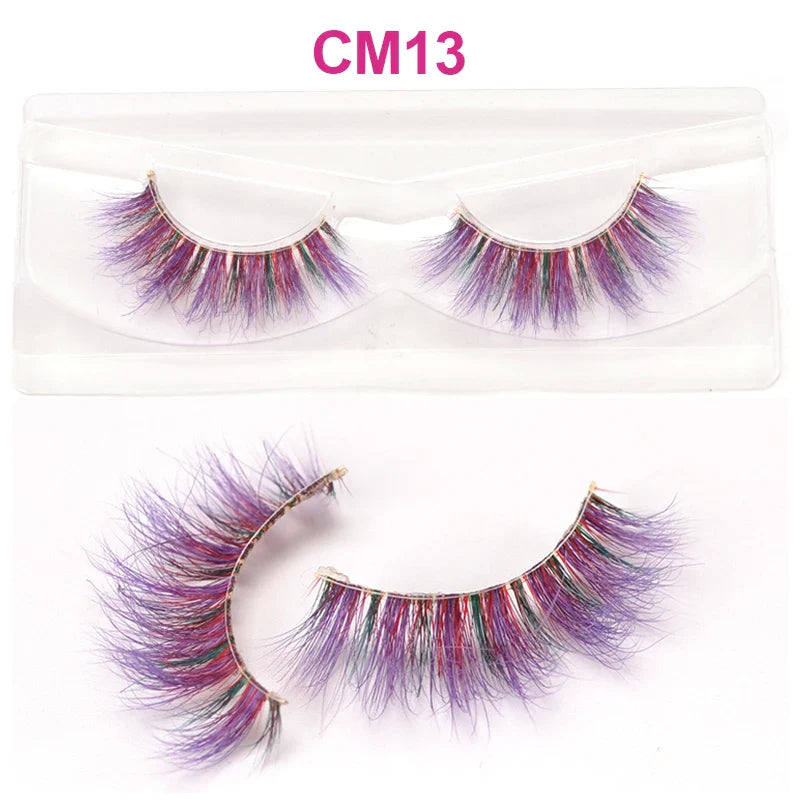 OKAYLASH 3D 6D False Colored Eyelashes Natural Real Mink fluffy Style Eye lash Extension Makeup Cosplay Colorful Eyelash