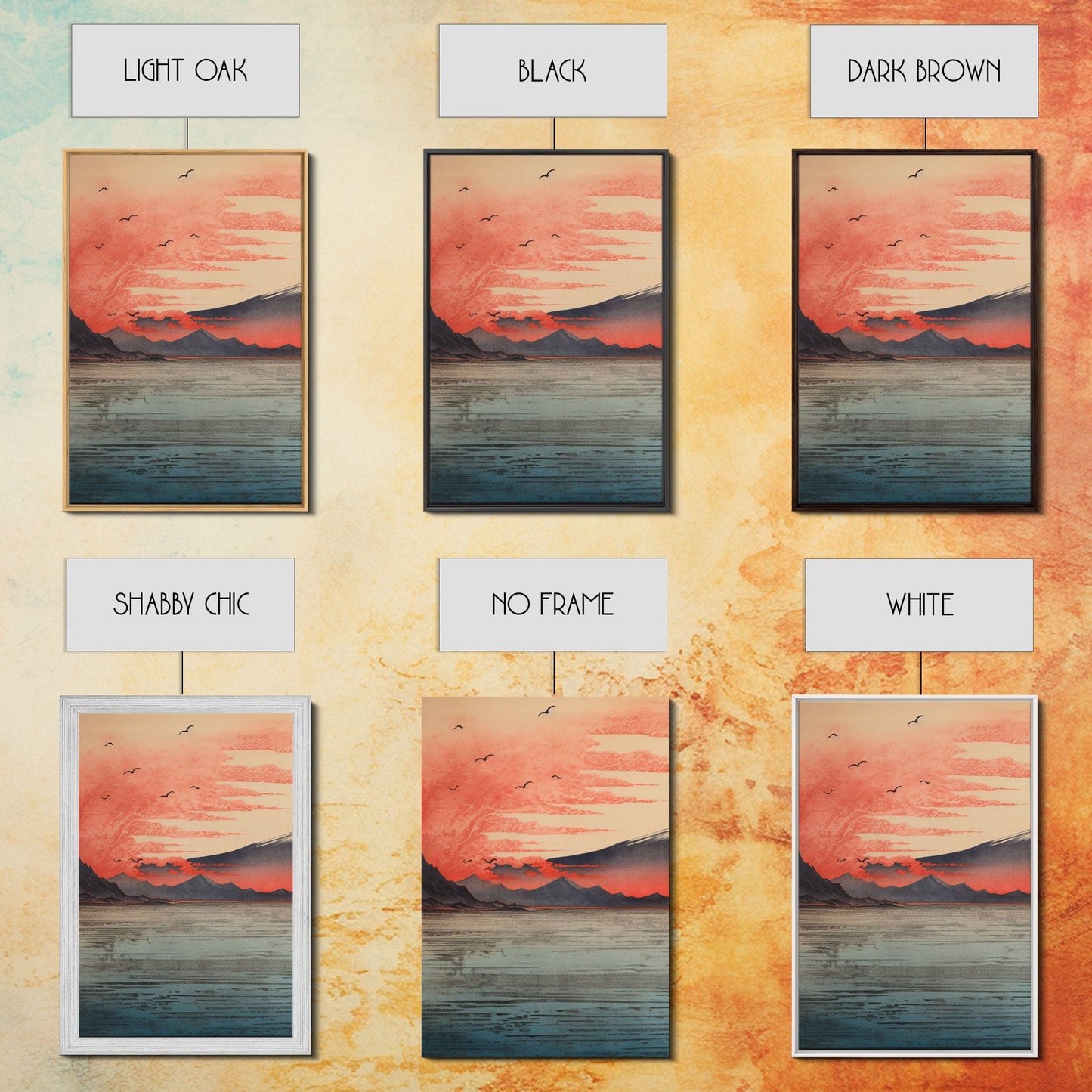 Volcano Print, Asian Art, Japanese Wall Art, Canvas Print, Wall Art, 3 Piece Wall Art, Office Decor, Beach House Wall Decor, Office Art