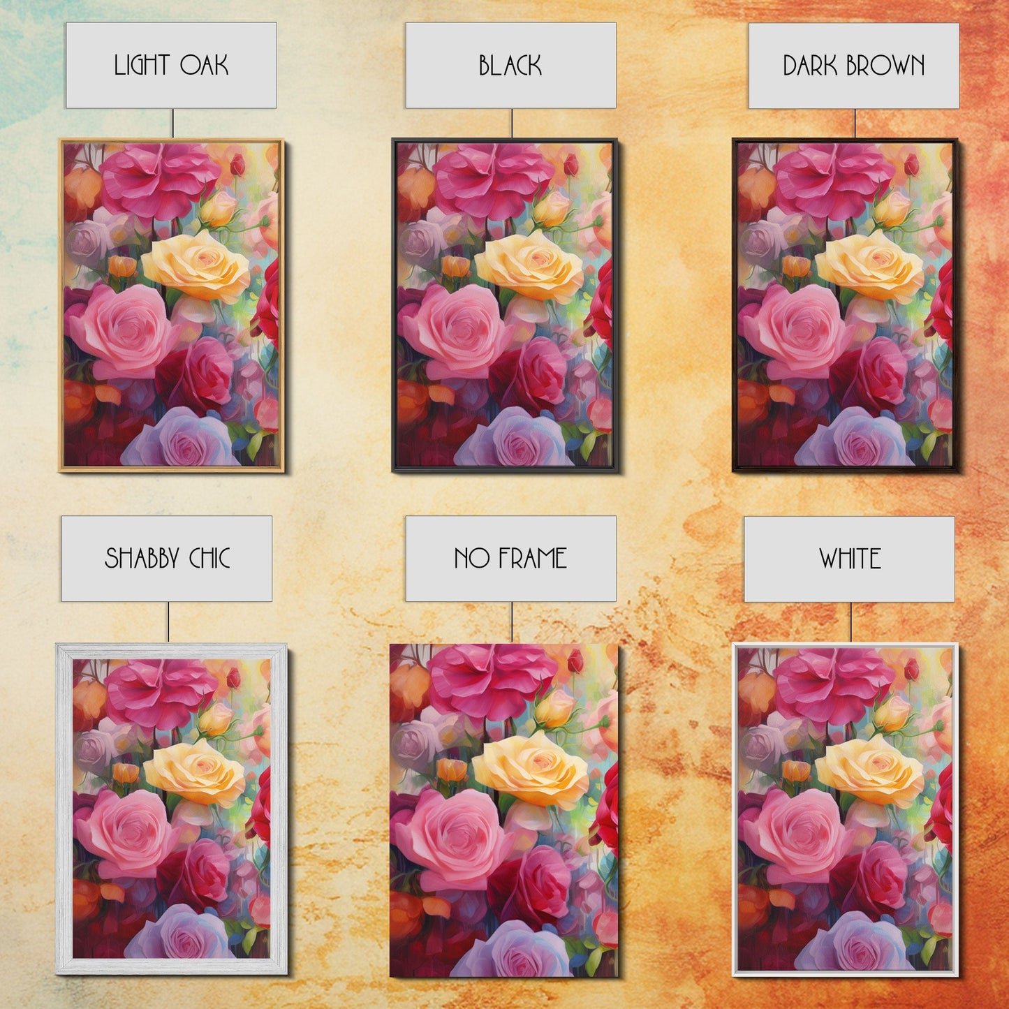 Beautiful Rose Art, Framed Canvas Print, Floral Art, Botanical Decor, Blue and Yellow Roses, 3 Piece Art Set