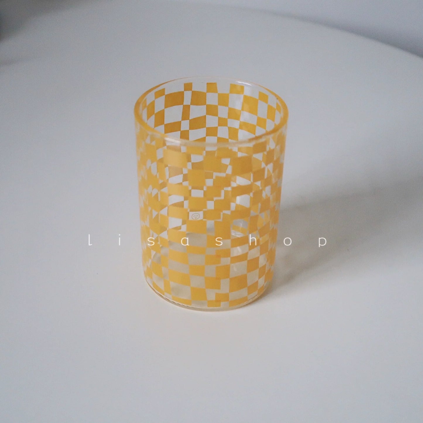 LS Ins Style Retro Black and White Matrix Classic Checker High Borosilicate Heat-Resistant Glass Coffee Cup Plaid Glass Cup