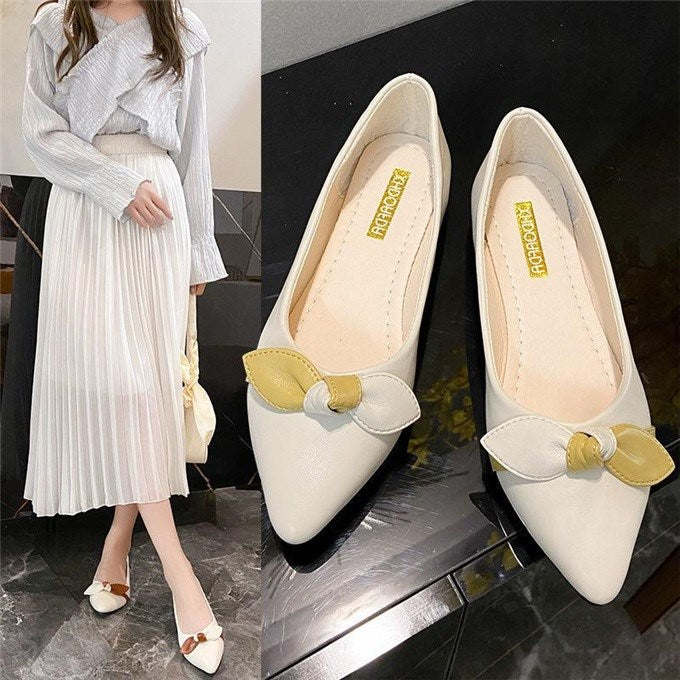 Daphne along Recommendation Sharp point Flat bottom Single shoes female Shallow mouth Soft skin Doug shoes Non slip soft sole Lady shoes Work shoes