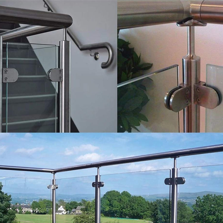 8-12mm Flat Bottom Matte Polished 201 Stainless Steel Fixed Clip Railing Glass Wood Layer Board Clamp Bracket, 8-12mm, Flat Bottom, 201 Stainless Steel