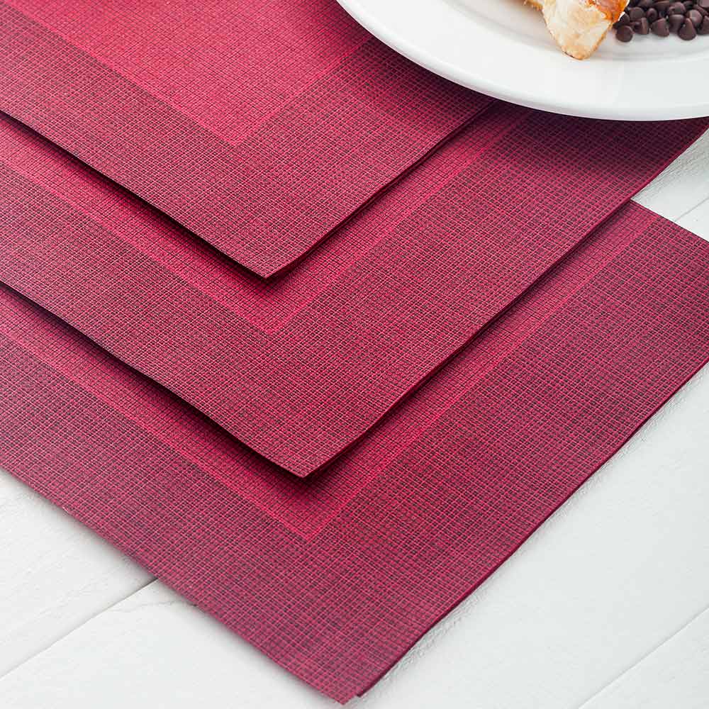 Luxenap Square Bordeaux Paper Napkin - Air Laid, with Black Threads - 15 3/4" x 15 3/4" - 600 count box